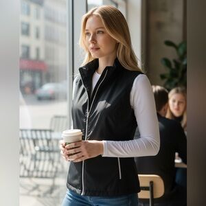 Sport Haley Black Full Front Zip Sleeveless Vest Size S